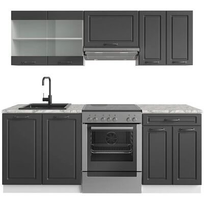 Vicco - Gabinete de cocina R-Line - 200cm, Antracita/blanco Vicco - Gabinete de cocina R-Line - 200cm, Antracita/blanco