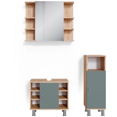 Vicco - Juego de muebles de baño Fynn Verde 3 piezas - Muebles de baño Vicco - Juego de muebles de baño Fynn Verde 3 piezas - Muebles de baño