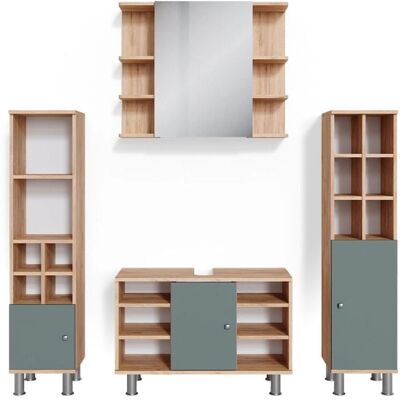 Vicco - Set Mobili Bagno Fynn - Verde - 4 Pezzi Vicco - Set Mobili Bagno Fynn - Verde - 4 Pezzi