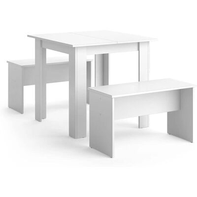 Conjunto de mesa Sentio Blanco 80cm con bancos Vicco Conjunto de mesa Sentio Blanco 80cm con bancos Vicco