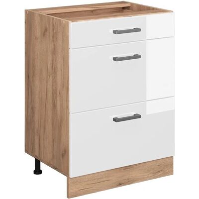Mobili base cucina Vicco R-Line - 60cm, bianco lucido / rovere dorato Mobili base cucina Vicco R-Line - 60cm, bianco lucido / rovere dorato