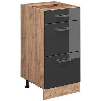 Vicco Modello R-Line Mobile basso da cucina - Antracite lucido / Rovere dorato Vicco Modello R-Line Mobile basso da cucina - Antracite lucido / Rovere dorato
