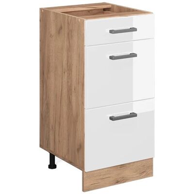 Meuble base de cuisine Vicco R-Line Blanc brillant / Chêne doré - 40cm - Publicité Meuble base de cuisine Vicco R-Line Blanc brillant / Chêne doré - 40cm - Publicité