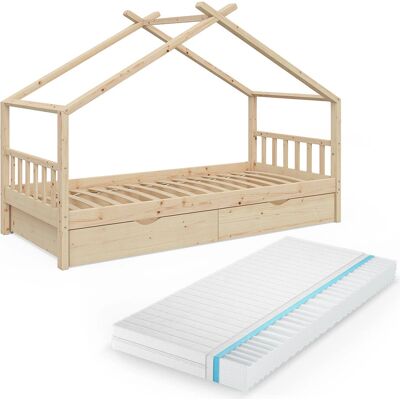 Cama infantil Vitalispa en forma de casa 90x200 cm con colchón Cama infantil Vitalispa en forma de casa 90x200 cm con colchón