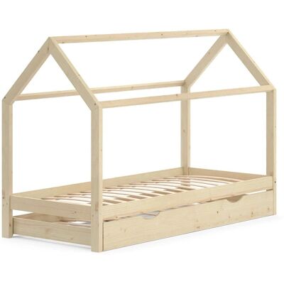 Cama de Casa Vitalispa, Madera Natural, 90x200 cm, Marrón - Cama Cama de Casa Vitalispa, Madera Natural, 90x200 cm, Marrón - Cama