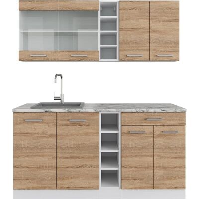 Vicco Cocina R-Line Sonoma/Blanco 160cm - Cocina Vicco Cocina R-Line Sonoma/Blanco 160cm - Cocina