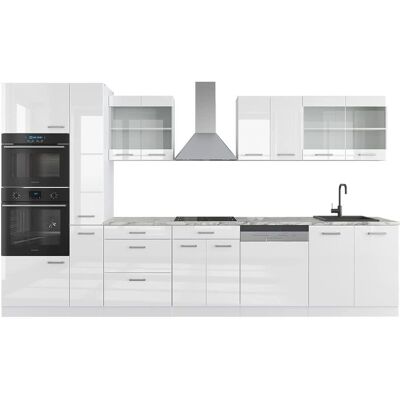 Vicco Mueble de Cocina 350cm Blanco Alto Brillo - Muebles de Cocina Vicco Mueble de Cocina 350cm Blanco Alto Brillo - Muebles de Cocina