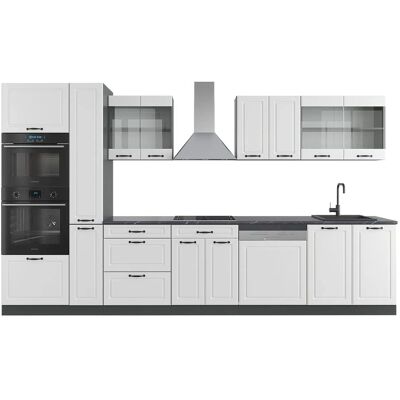 Vicco Gabinete de Cocina - 350cm, Blanco/Antracita, Estilo Casa de Campo Vicco Gabinete de Cocina - 350cm, Blanco/Antracita, Estilo Casa de Campo