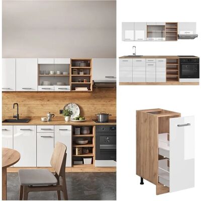 Vicco Mobile da Cucina R-Line 240cm Bianco Lucido/Oro Dourato - Mobile da Cucina Vicco Mobile da Cucina R-Line 240cm Bianco Lucido/Oro Dourato - Mobile da Cucina