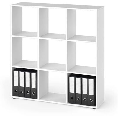 Estantería separadora Nove blanca con 4 cajas plegables Estantería separadora Nove blanca con 4 cajas plegables