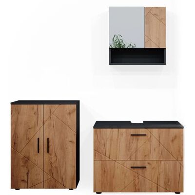 Vicco - Conjunto de muebles de baño Irma, roble/antracita - 3 piezas Vicco - Conjunto de muebles de baño Irma, roble/antracita - 3 piezas