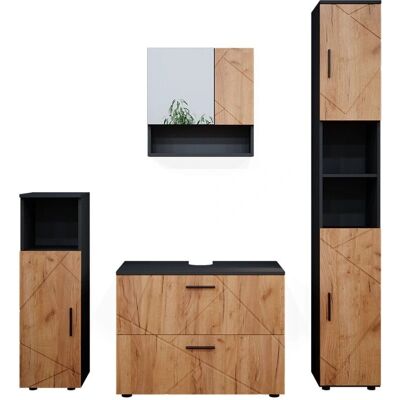 Conjunto de muebles de baño Vicco Irma - Antracita, 4 piezas Conjunto de muebles de baño Vicco Irma - Antracita, 4 piezas