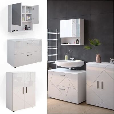 Set bagno Vicco Irma - Bianco lucido 3 pezzi Set bagno Vicco Irma - Bianco lucido 3 pezzi
