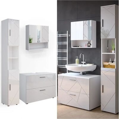 Conjunto de Muebles de Baño Vicco Irma - Blanco Alto Brillo 3 Piezas Conjunto de Muebles de Baño Vicco Irma - Blanco Alto Brillo 3 Piezas