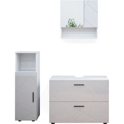 Conjunto de muebles de baño Vicco Irma - 3 piezas, blanco alto brillo Conjunto de muebles de baño Vicco Irma - 3 piezas, blanco alto brillo