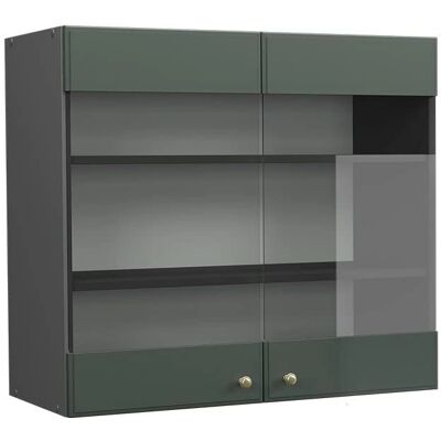 Vicco Modèle 80cm Armoire de Cuisine à Portes en Verre - Anthracite/Vert-Doré - Publicité Vicco Modèle 80cm Armoire de Cuisine à Portes en Verre - Anthracite/Vert-Doré - Publicité