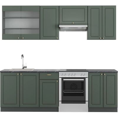 Vicco - Armadio da Cucina Fame-Line - 240cm, Verde-Dorato/Antracite - Tipo di Cucina Vicco - Armadio da Cucina Fame-Line - 240cm, Verde-Dorato/Antracite - Tipo di Cucina