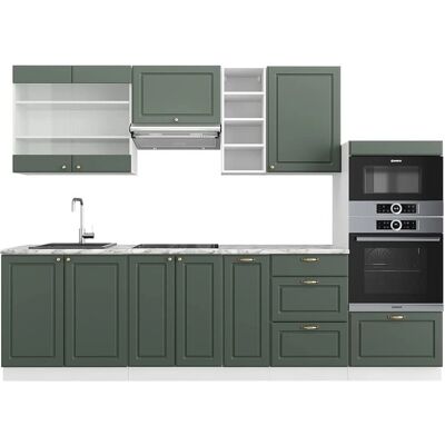 Vicco - Mueble de cocina Fame-Line, Verde-Dorado Casa de campo/Blanco - Muebles de cocina Vicco - Mueble de cocina Fame-Line, Verde-Dorado Casa de campo/Blanco - Muebles de cocina
