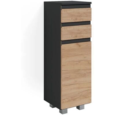 Gabinete de baño Vicco J-Shape - Carbón y Roble Dorado Gabinete de baño Vicco J-Shape - Carbón y Roble Dorado