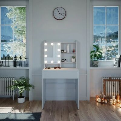Vicco Laura Blanco Tocador con Luz LED - Mueble de Maquillaje Vicco Laura Blanco Tocador con Luz LED - Mueble de Maquillaje
