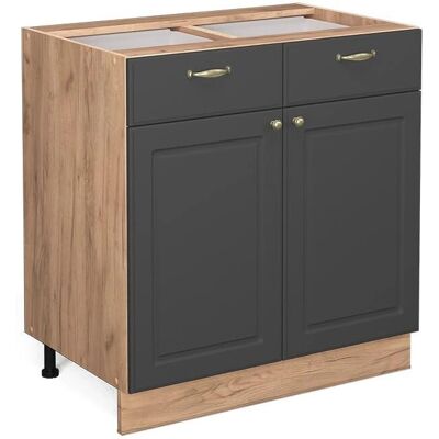 Vicco - Mueble bajo de cocina 80cm Quercia/Antracita - Estilo de campo con 2 cajones Vicco - Mueble bajo de cocina 80cm Quercia/Antracita - Estilo de campo con 2 cajones