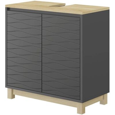 Vichy Livia Armoire de Salle de Bain - Anthracite/Bois - 60x60x30 cm - Publicité Vichy Livia Armoire de Salle de Bain - Anthracite/Bois - 60x60x30 cm - Publicité