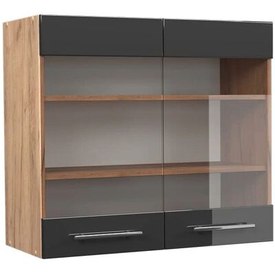 Vicco - Armario de cristal Fame-Line 80cm Antracita Alto Brillo Moderno Vicco - Armario de cristal Fame-Line 80cm Antracita Alto Brillo Moderno