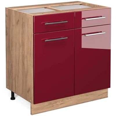 Vicco - Mobile basso cucina Fame-Line, rosso Borgogna lucido - Mobile da cucina Vicco - Mobile basso cucina Fame-Line, rosso Borgogna lucido - Mobile da cucina