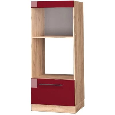 Vicco - Armario para microondas Fame-Line 60cm roble/rojo burdeos alto brillo moderno semiabierto Vicco - Armario para microondas Fame-Line 60cm roble/rojo burdeos alto brillo moderno semiabierto