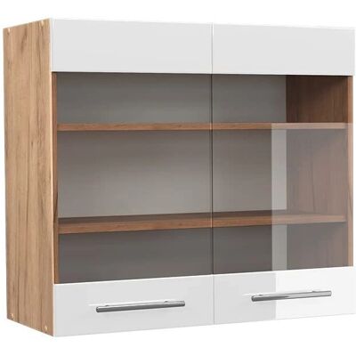 Vicco - Armoire murale en cristal brillant 80cm Chêne/Blanc - Meuble mural - Publicité Vicco - Armoire murale en cristal brillant 80cm Chêne/Blanc - Meuble mural - Publicité
