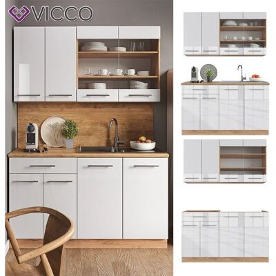 Vicco Modelo Fame-Line Cocina Modular - 140cm Blanco/Oak Dorado Vicco Modelo Fame-Line Cocina Modular - 140cm Blanco/Oak Dorado