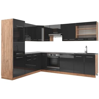 Vicco Mueble de Cocina Esquinero - Antracita Brillante / Roble Dorado - Cocina Esquinera Vicco Mueble de Cocina Esquinero - Antracita Brillante / Roble Dorado - Cocina Esquinera