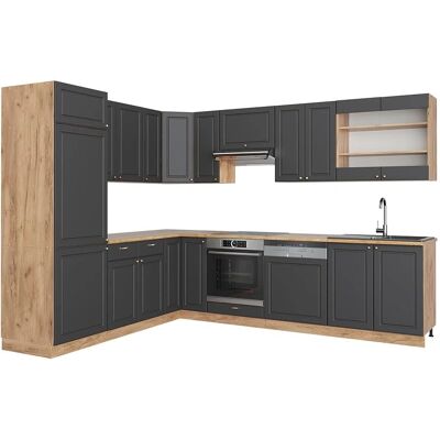 Vicco - Cocina esquinera - Antracita Casa de campo/Roble kraft - 227x60 cm Vicco - Cocina esquinera - Antracita Casa de campo/Roble kraft - 227x60 cm