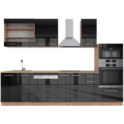 Meuble de cuisine Vicco - Fame-Line 300cm Brillant Anthracite/Chêne Doré - Publicité Meuble de cuisine Vicco - Fame-Line 300cm Brillant Anthracite/Chêne Doré - Publicité