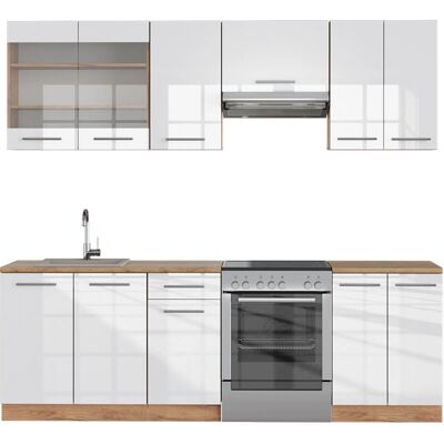 Mueble de cocina Vicco Fame-Line 240cm Blanco Brillante/Roble Dorado - Muebles de Cocina Mueble de cocina Vicco Fame-Line 240cm Blanco Brillante/Roble Dorado - Muebles de Cocina