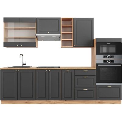 Vicco - Mueble de cocina Fame-Line 280cm Antracita/Roble dorado - Cocina Vicco - Mueble de cocina Fame-Line 280cm Antracita/Roble dorado - Cocina