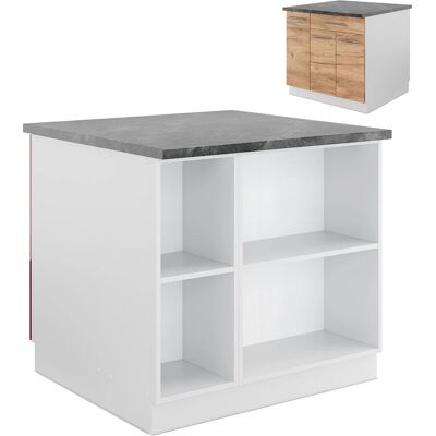Isla de cocina Vicco Fame-Line - Blanco/Oro - 90cm Isla de cocina Vicco Fame-Line - Blanco/Oro - 90cm
