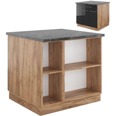 Vicco - Isla de cocina Fame-Line, Antracita brillo intenso/roble dorado eléctrico, 90 cm con cajón, sin encimera Vicco - Isla de cocina Fame-Line, Antracita brillo intenso/roble dorado eléctrico, 90 cm con cajón, sin encimera