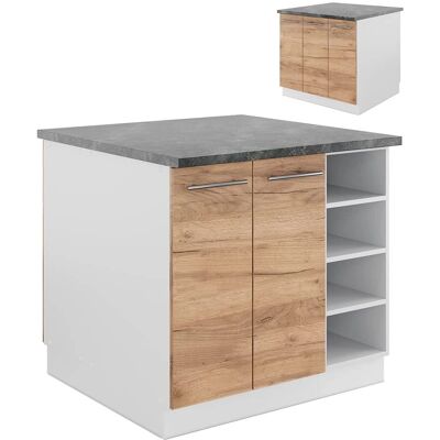 Vicco Modelo Fame-Line Isla de Cocina - Blanco/Roble - 90cm Vicco Modelo Fame-Line Isla de Cocina - Blanco/Roble - 90cm