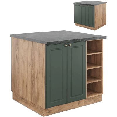 Isla de cocina Vicco Fame-Line - 90cm, Verde-Dorado, Estilo Cabaña Isla de cocina Vicco Fame-Line - 90cm, Verde-Dorado, Estilo Cabaña