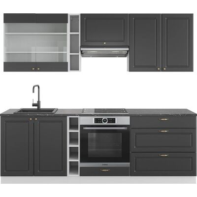 Vicco - Mueble de cocina Fame-Line 235cm Antracita-Oro/Blanco - Mueble de cocina Vicco - Mueble de cocina Fame-Line 235cm Antracita-Oro/Blanco - Mueble de cocina