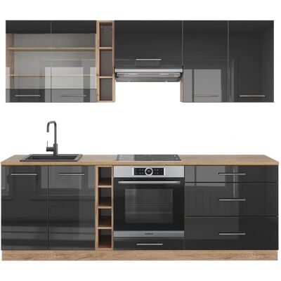 Vicco - Meuble de cuisine Fame-Line, Anthracite brillant / Chêne doré, 235 cm - Publicité Vicco - Meuble de cuisine Fame-Line, Anthracite brillant / Chêne doré, 235 cm - Publicité