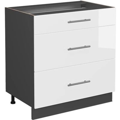 Mueble bajo de cocina Fame-Line, Blanco alto brillo / Antracita - Mueble de cocina Mueble bajo de cocina Fame-Line, Blanco alto brillo / Antracita - Mueble de cocina