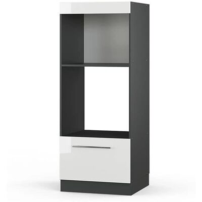 Vicco Fame-Line - Blanc brillant / Anthracite - Meuble micro-ondes - Publicité Vicco Fame-Line - Blanc brillant / Anthracite - Meuble micro-ondes - Publicité