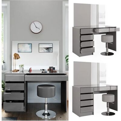 Vicco Modell Sherry - Hochglanzgrauer Schminktisch mit Hocker Vicco Modell Sherry - Hochglanzgrauer Schminktisch mit Hocker