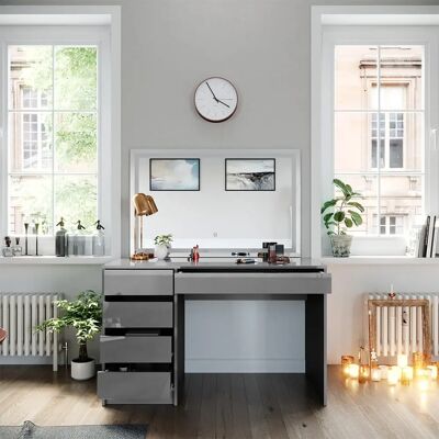 Vicco Sherry Schminktisch - LED-Spiegel, 120 cm, Grau Hochglanz Vicco Sherry Schminktisch - LED-Spiegel, 120 cm, Grau Hochglanz