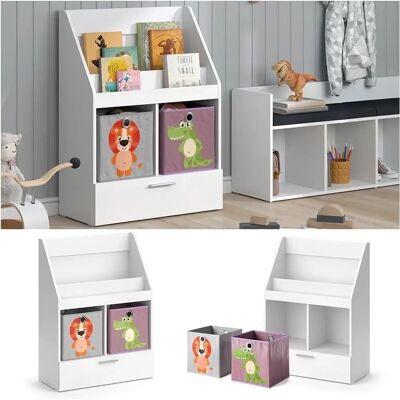 Estantería infantil Vicco Luigi - 72x96.2cm, Blanco, 2 Cajas de almacenamiento Estantería infantil Vicco Luigi - 72x96.2cm, Blanco, 2 Cajas de almacenamiento