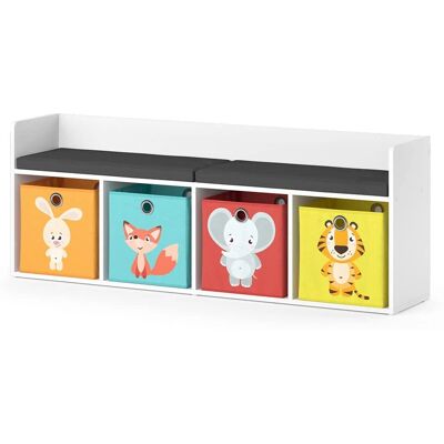 Vicco - Étagère enfant Luigi, Blanc, 142.4x53.4cm avec 4 boîtes pliables - Publicité Vicco - Étagère enfant Luigi, Blanc, 142.4x53.4cm avec 4 boîtes pliables - Publicité