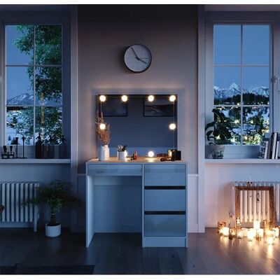 Vicco Toeletta Sherry pequeña blanca brillante con LED Vicco Toeletta Sherry pequeña blanca brillante con LED