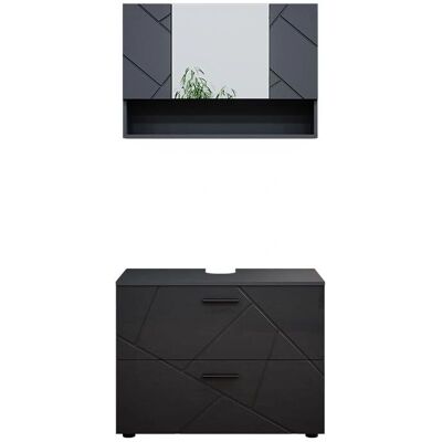 Conjunto de Muebles de Baño Irma Antracita Alto Brillo - Baño Conjunto de Muebles de Baño Irma Antracita Alto Brillo - Baño